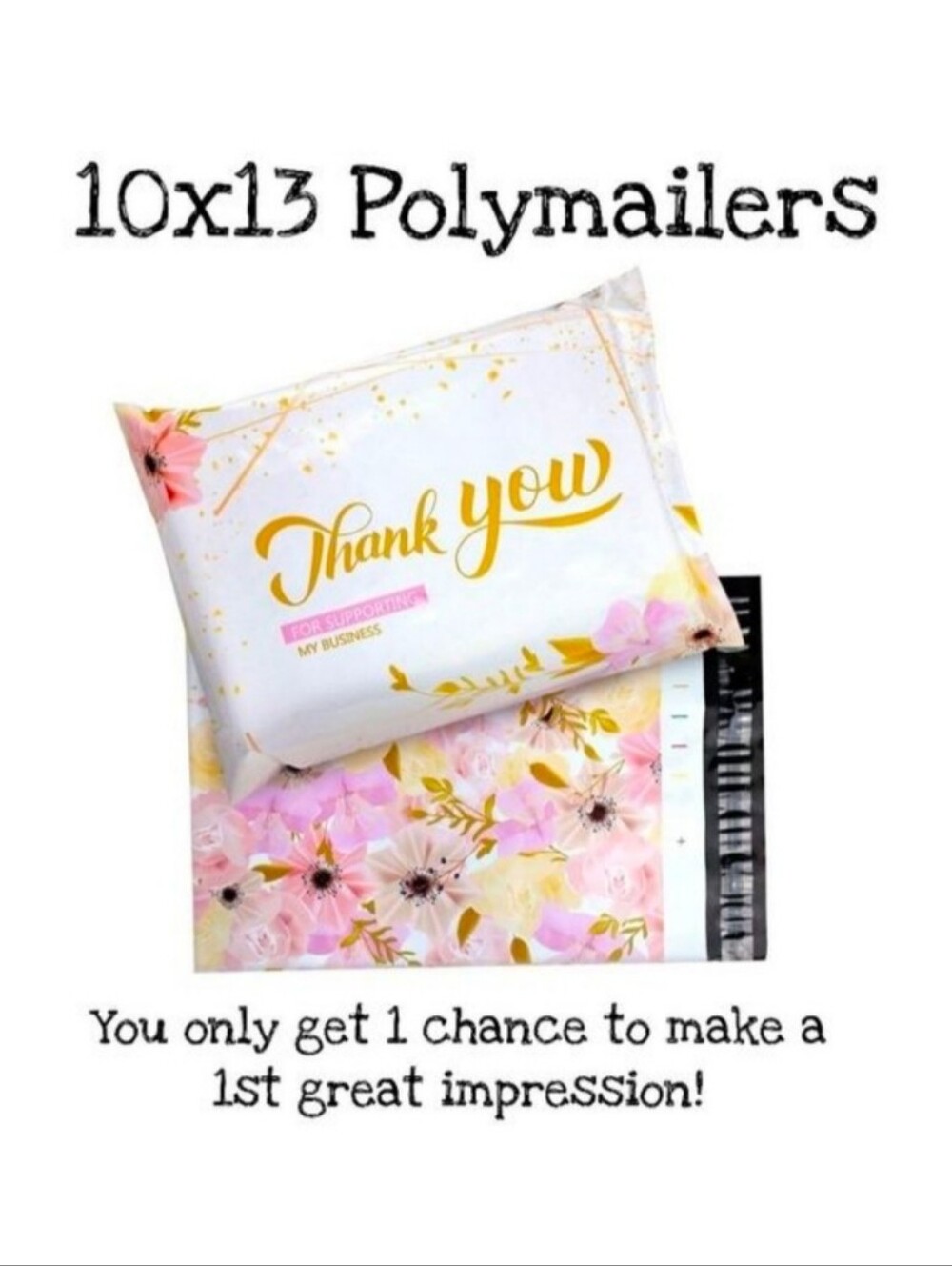 25 pack 10x13 THANK YOU floral poly mailers. Self sealing. Waterproof